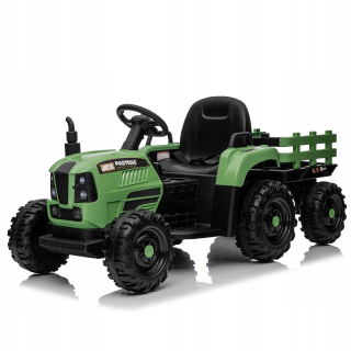 Detský traktor s prívesom, zelený